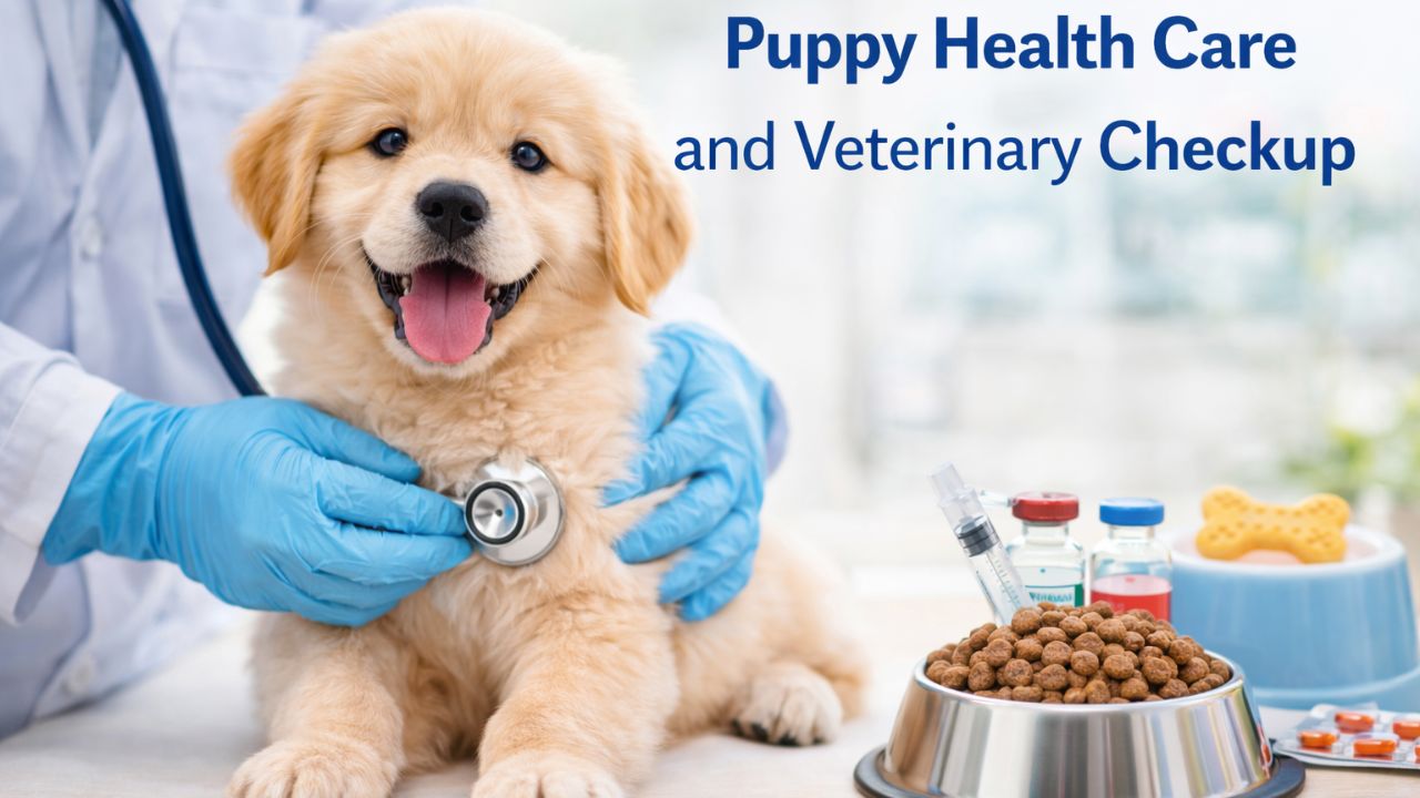 A veterinarian examining a young puppy, highlighting the importance of regular health checkups and vaccinations.